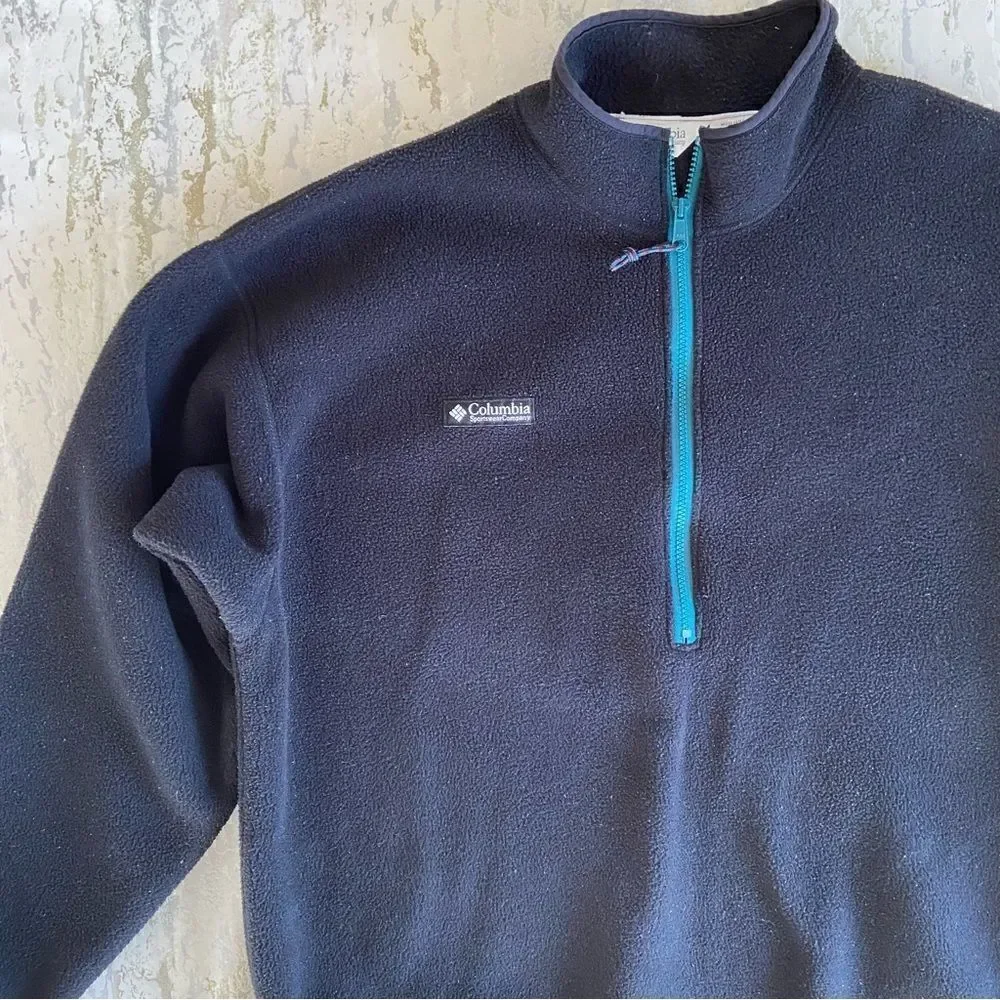 Columbia Y2K 90s quarter zip black fleece